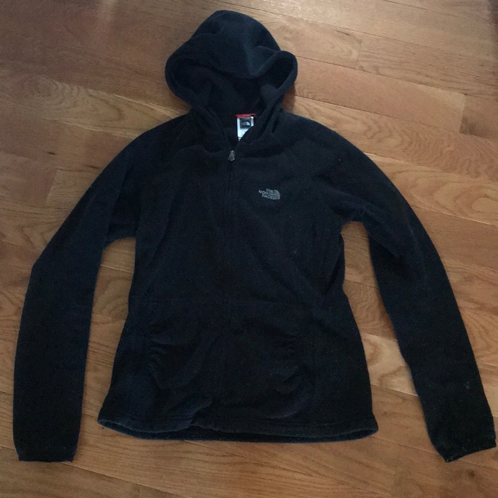 Black North Face zip up with hood